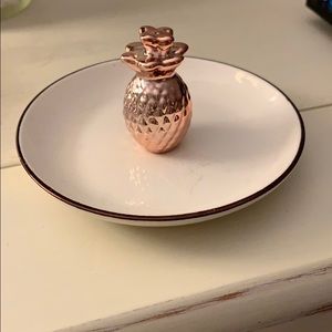 rose gold pineapple jewelry dish